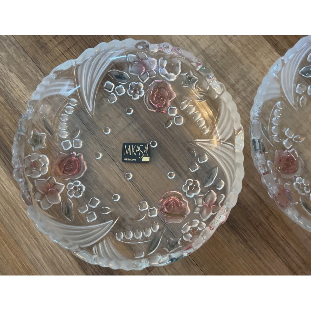 Set of 4 Vintage Mikasa pink floral cake plates - excellent condition - Picture 8 of 13